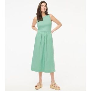 J Crew Mint Green Midi Ribbed Tank Dress Poplin Skirt XL
